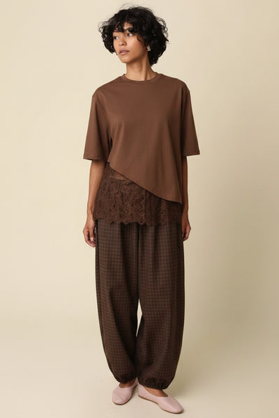 CAMILLA ASSYMETRIC LACE TRIM TOP