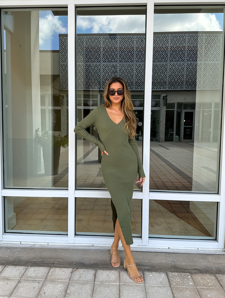 MAEVE RIBBED MIDI DRESS