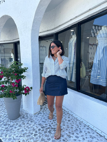 DEMI HIGH WAIST DENIM MINI SKORT