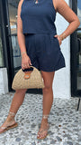 AL FRESCO LINEN BLEND HIGH WAISTED SHORTS