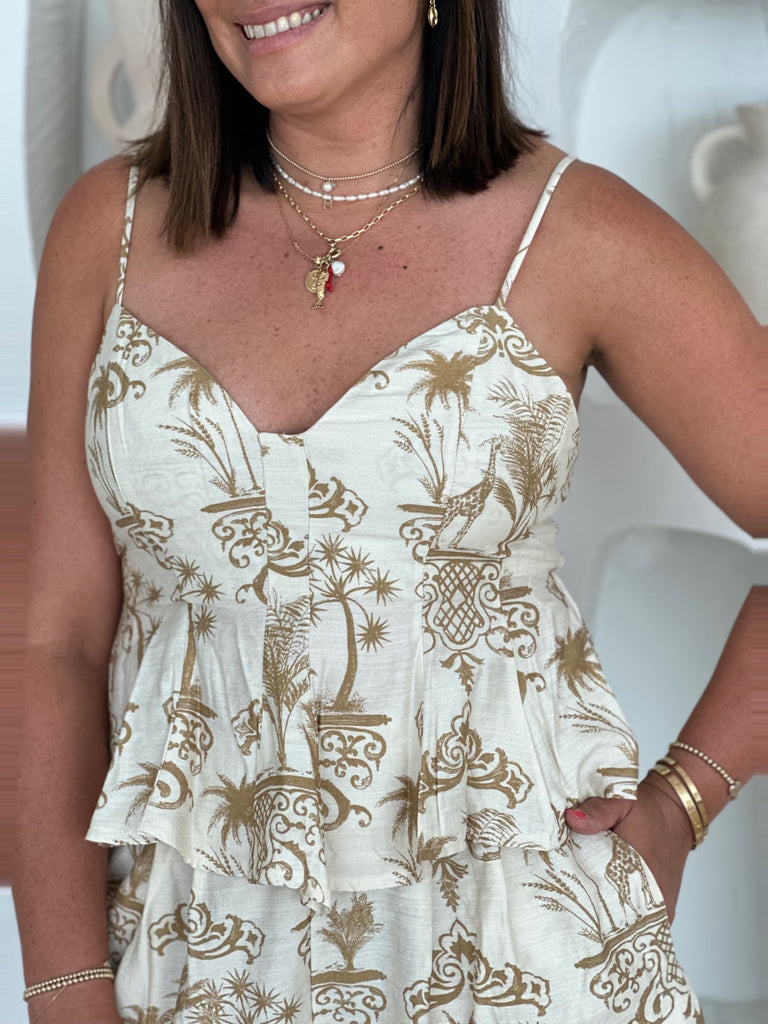 CAIRO PRINT PEPLUM TOP