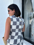 PENELOPE CHECKERED LINEN TOP