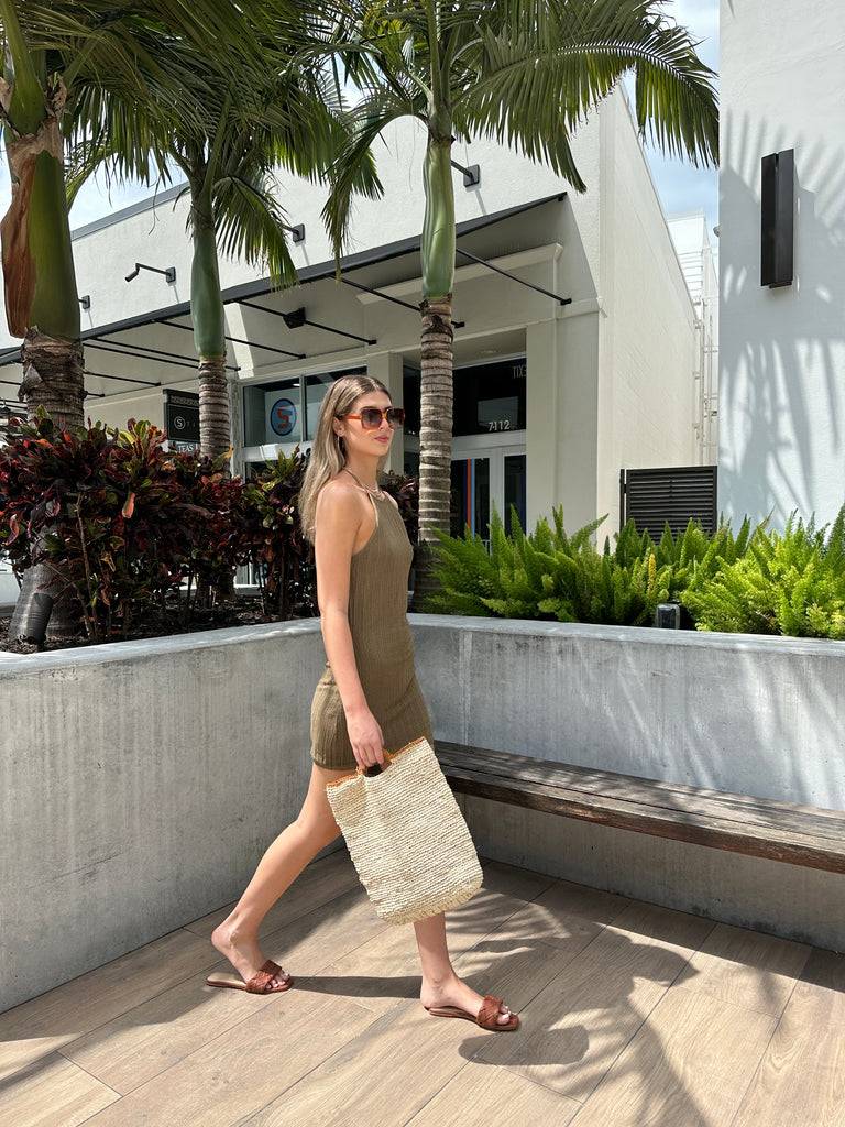 ETHAN TEXTURED HALTER MINI DRESS