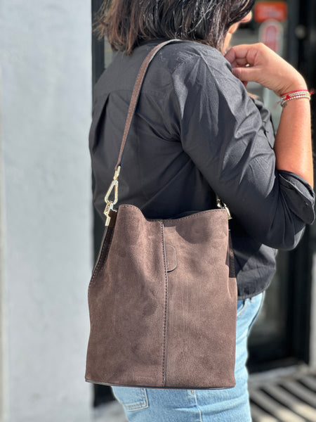 OLIVIA GENUINE LEATHER BUCKET BAG