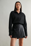 KAIA SOLID SHIRT DRESS AND FAUX LEATHER WRAP SKIRT SET