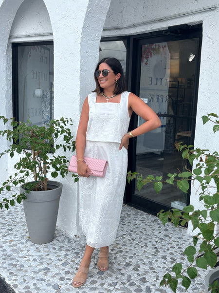 BELLINI HIGH WAISTED EYELET SKIRT