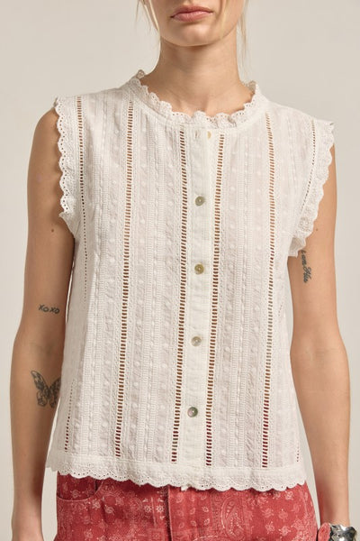 MAGGY SLEEVELESS BUTTON UP BLOUSE