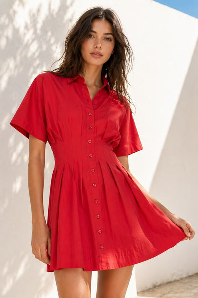 TARA BUTTON DOWN MINI DRESS