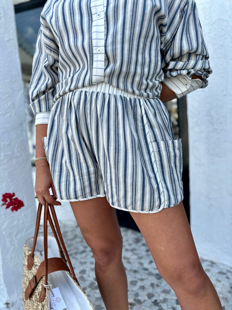 SERENA PINSTRIPE BUTTON DOWN TOP