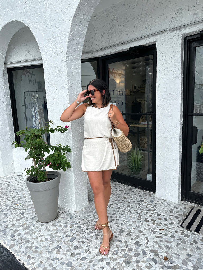ADDY CONTRAST TRIM LINEN TOP
