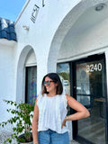 JOLENE RUFFLE TRIM SLEEVELESS BLOUSE