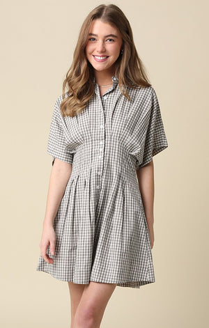 MARIANA GINGHAM MINI SHIRT DRESS