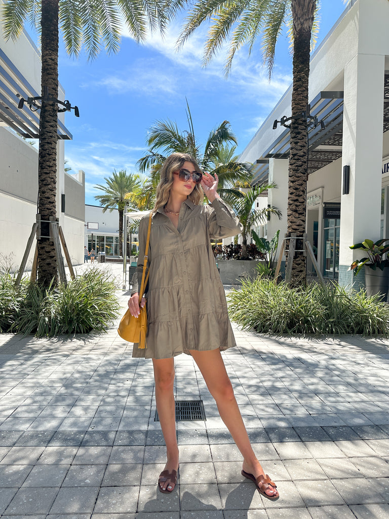 ALDER BUTTON DOWN TIERED MINI DRESS