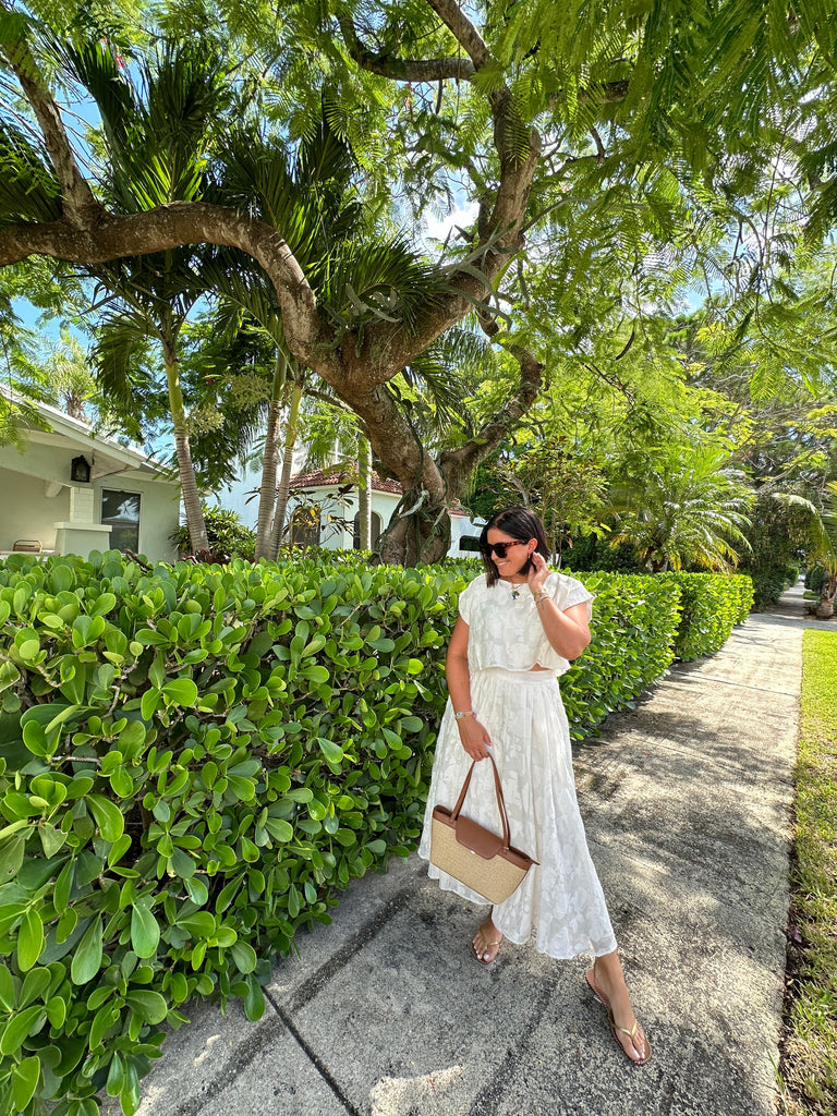 ADDISON FLORAL TEXTURED TOP & MAXI SKIRT SET