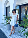 ESTELLE WHITE FLUTTER SLEEVE DRESS