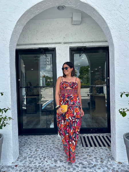 BARBADOS BOTANICAL SMOCKED TOP MAXI DRESS