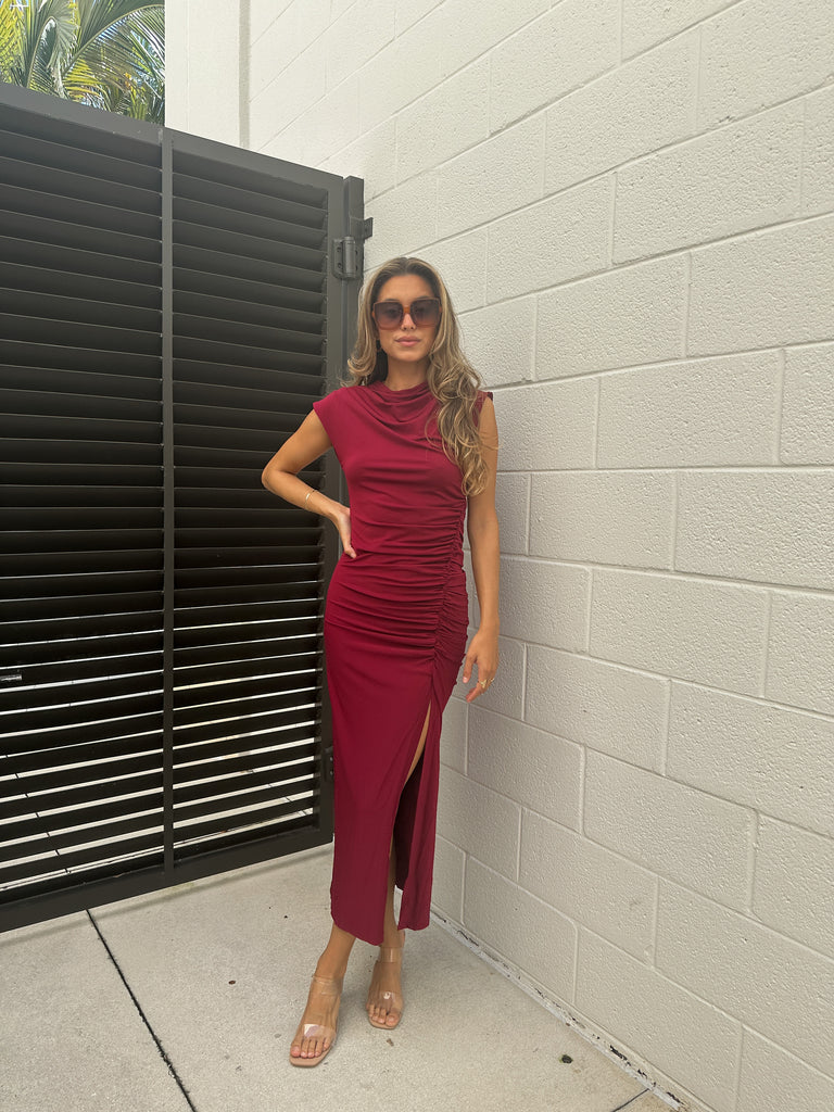 BLAKE HIGH NECK MIDI DRESS