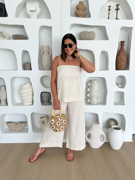 KATELYN LINEN SLIT TUNIC TOP