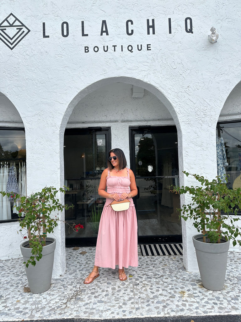 MAZIE SMOCKING TOP MIDI DRESS