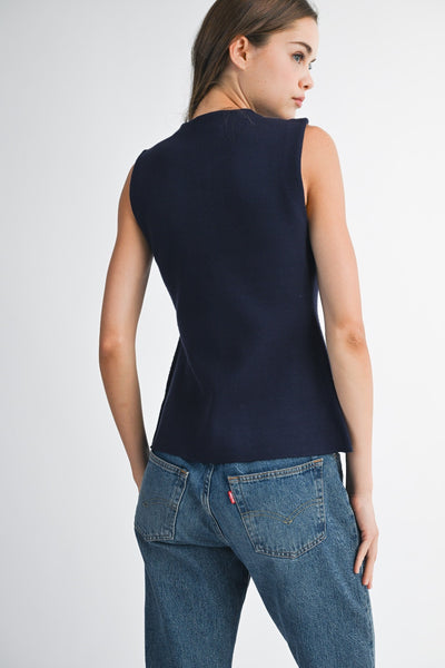 MICHELLE CRYSTAL BUTTON KNIT VEST