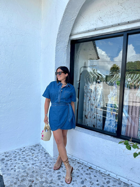 RAQUEL DENIM WRAP SKIRT MINI DRESS