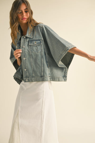 LISA CAPE STYLE DENIM JACKER