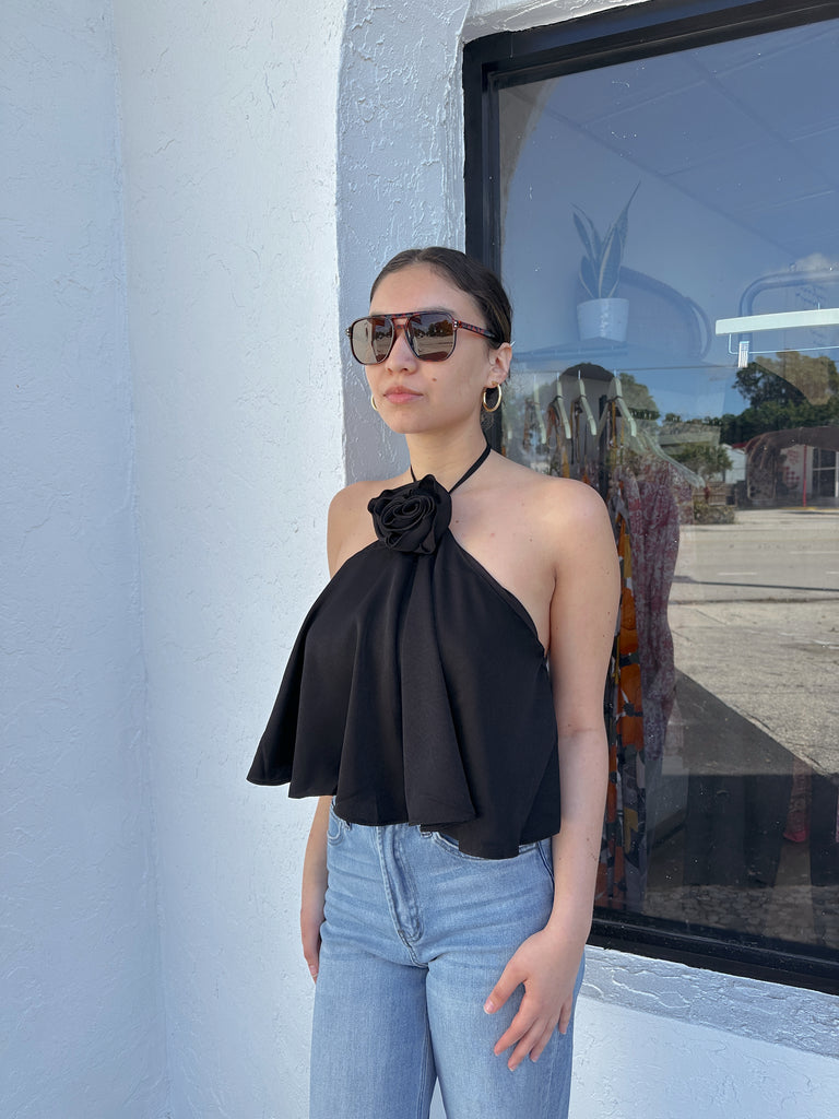 ROSE HALTER TOP