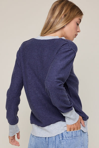 COOPER V NECK SWEATER WITH RAW HEM