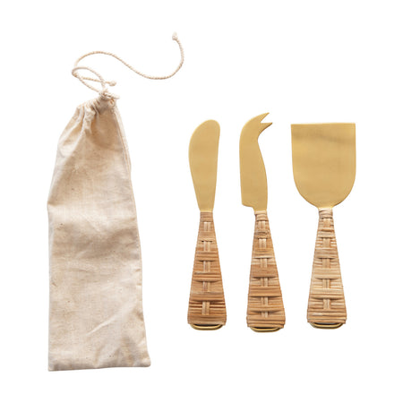 Stainless Steel Cheese Utensils with Oak Wood Handles, Set of 3