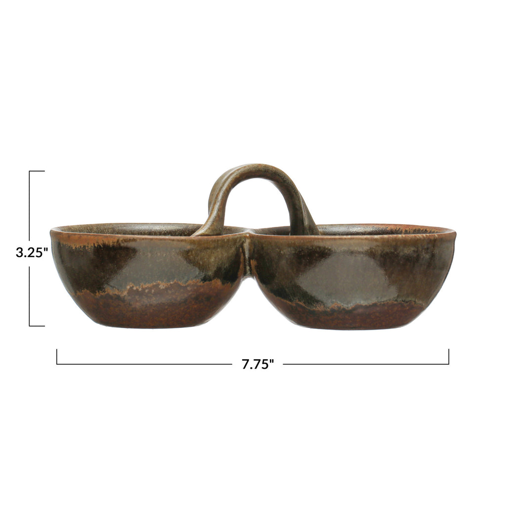STONEWARE DISH W/2 SECTIONS