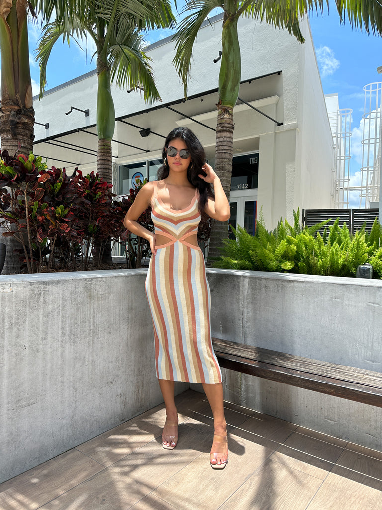 CAROLINE STRIPE MIDI DRESS