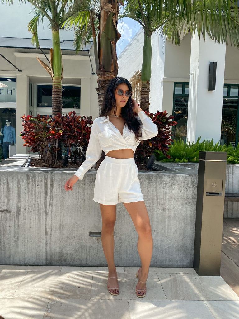AMELIA LONG SLEEVE CROP TOP AND SHORT SET