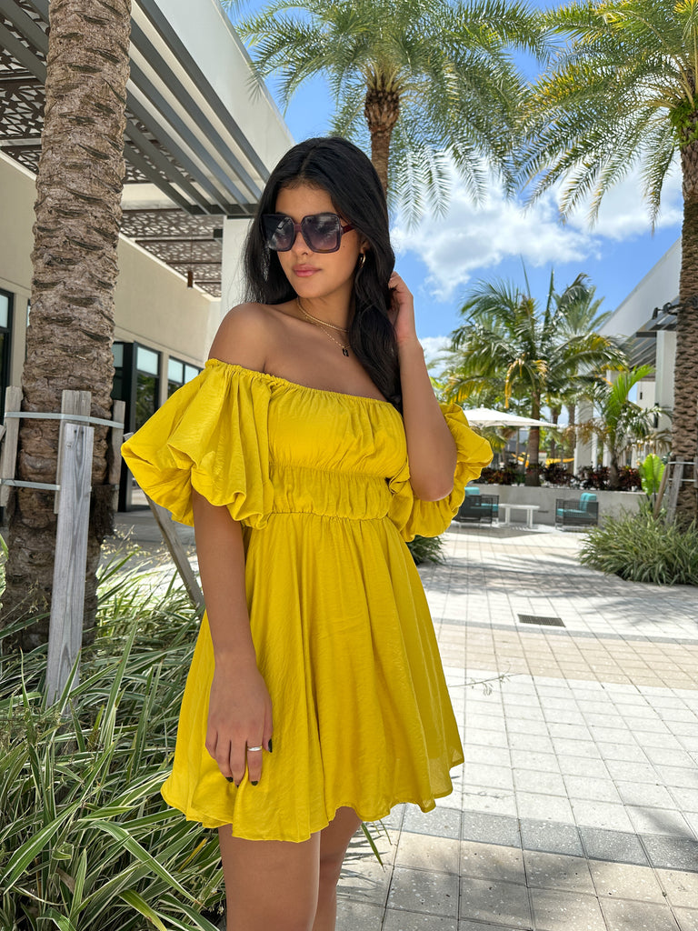 TALON PUFF SLEEVE MINI DRESS
