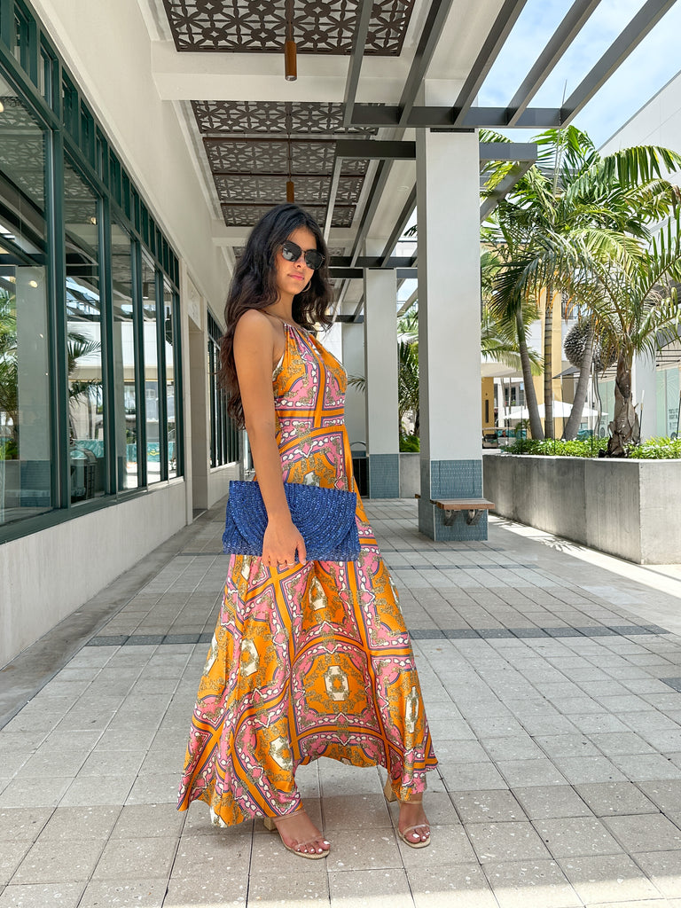 GARDEN VILLA HALTER NECKLINE DRESS