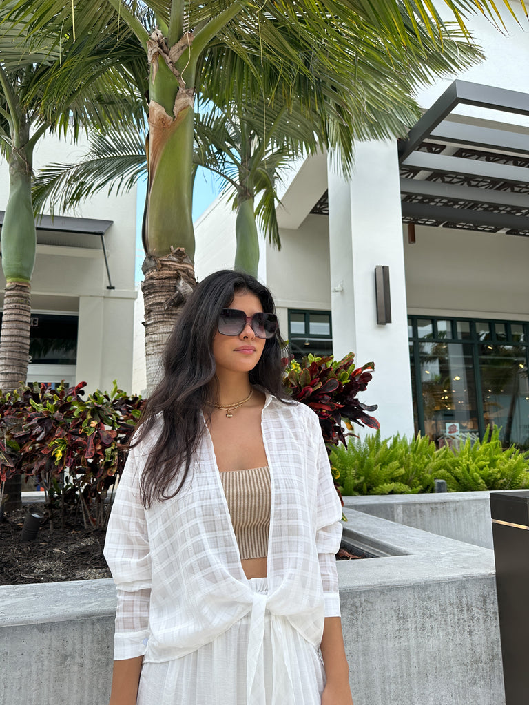 GABLE WHITE FRONT TIE TOP