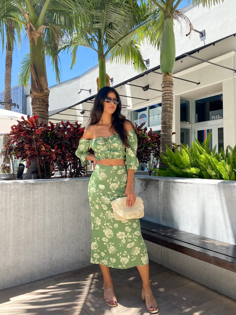 FLORA PRINTED MIDI SKIRT