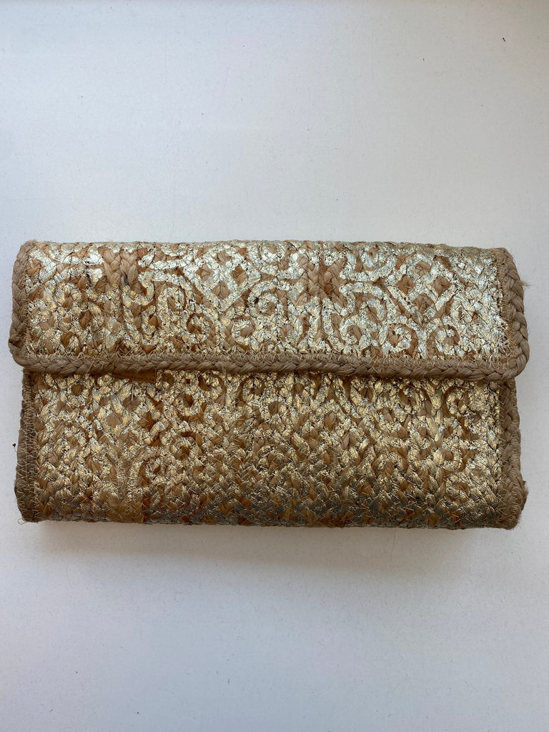 JUNO GOLD RAFIA BAG