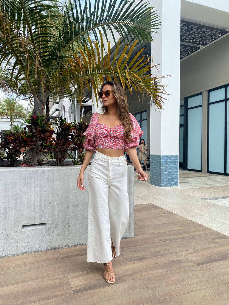 CARISA OFF THE SHOULDER TIE BACK CROP