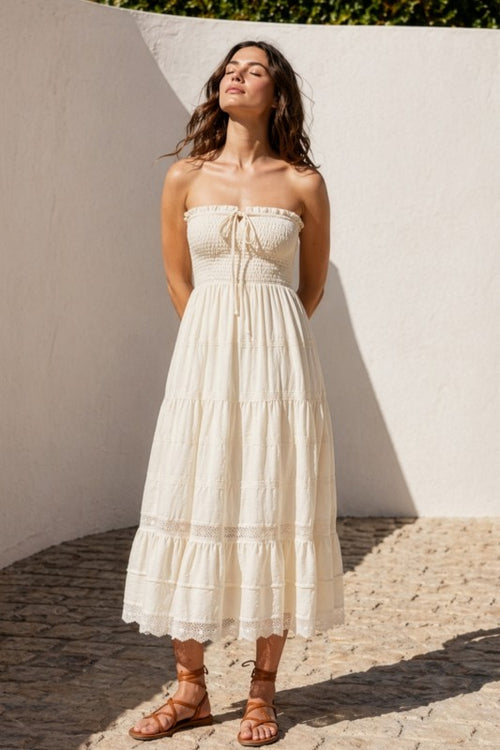 LEILA SMOCKED TIERED MAXI