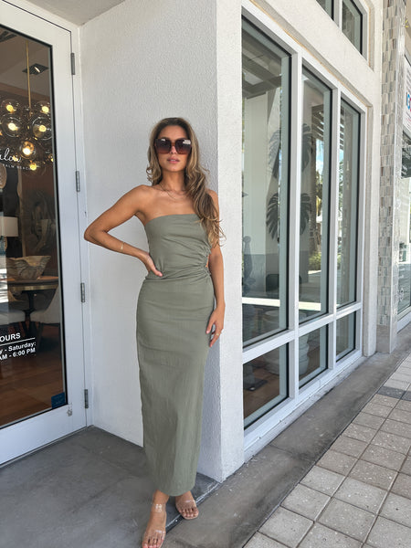 BROCK LINEN TUBE DRESS WITH CUTOUT