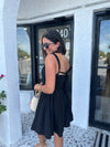 KAELI RUCHED WAIST SHIRRING FLARE DRESS