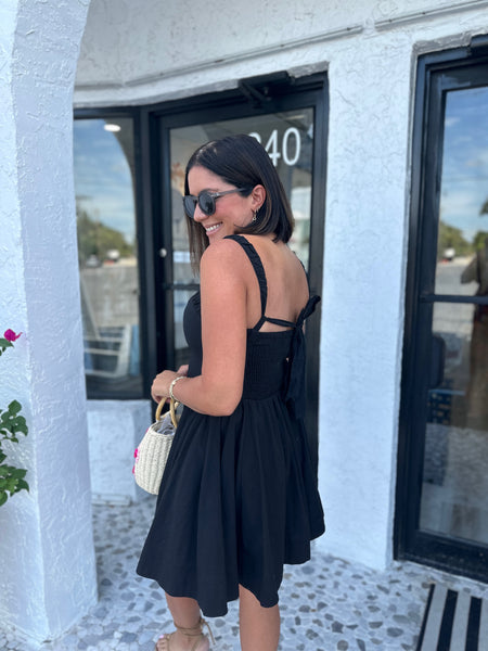 KAELI RUCHED WAIST SHIRRING FLARE DRESS