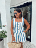 GENOA STRIPED BUTTON DOWN VEST