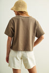 PAISLEY SHORT SLEEVE LINEN BLEND TOP