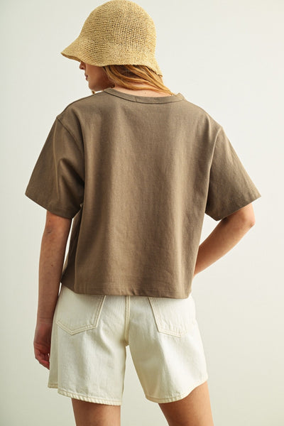 PAISLEY SHORT SLEEVE LINEN BLEND TOP