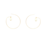 FLOATING PEARL CHARM DANGLE HOOP EARRING