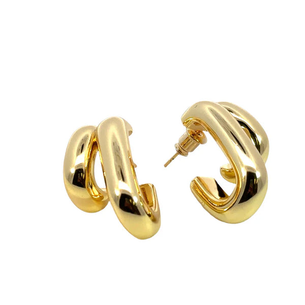 CELI DOUBLE SQUARE HOOP EARRINGS