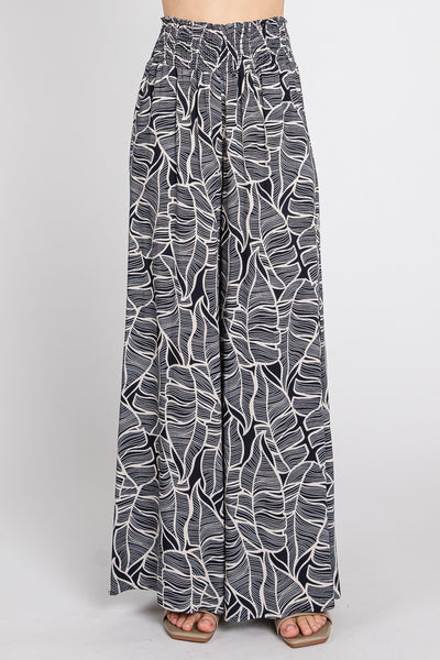 INDIGO WIDE LEG PRINT PANT