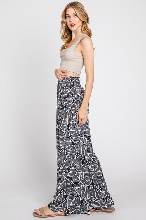 INDIGO WIDE LEG PRINT PANT