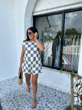 PENELOPE CHECKERED LINEN TOP